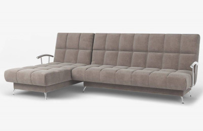 Диван бежевый угловой Финка-2 ДКУ с подлокотниками велюр Пони 04