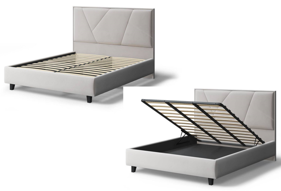 Кровать Ингрид, 1400*2000 мм, на опорах, светло-бежевый