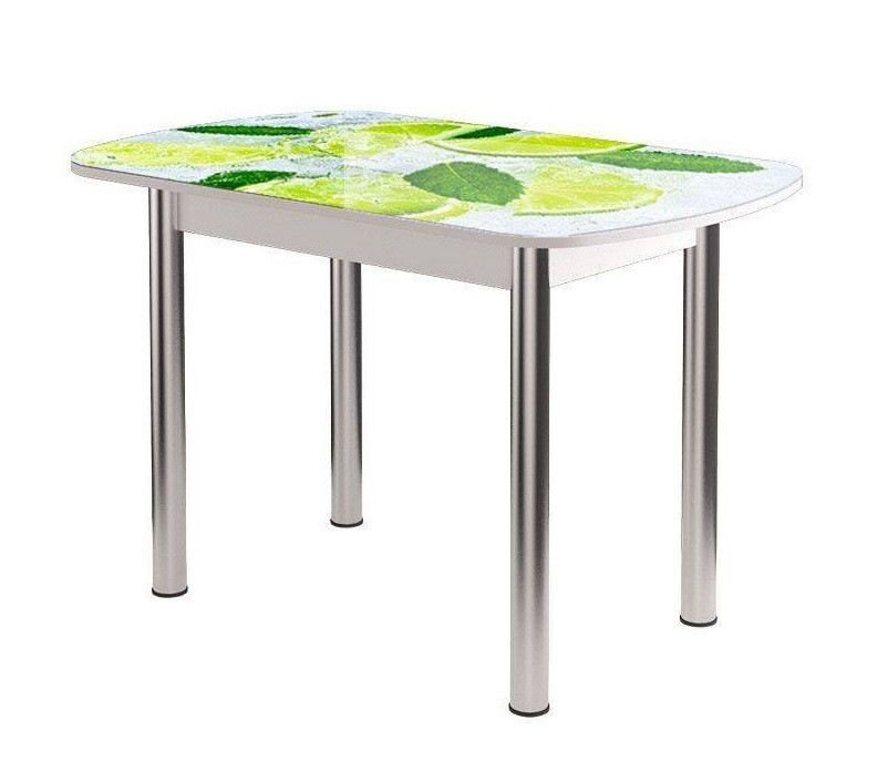 Стол Бостон-2 ф/п Лайм, 1100*700 мм, белый/хром брифинг