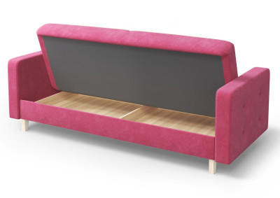 Диван Памир малиновый прямой с подлокотниками