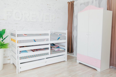 Кровать двухъярусная выкатная Матрешка Эко, белая