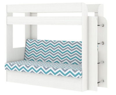 Кровать детская двухъярусная Карамель 75 бодега светлая (WILLY MINT) бирюзовые зигзаги
