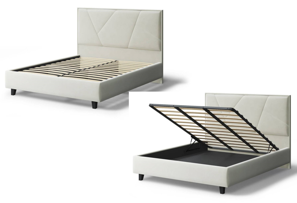 Кровать Ингрид, 1400*2000 мм, на опорах, серо-белый