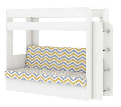 Кровать детская двухъярусная Карамель 75 бодега светлая (RIKKO YELLOW) желтые зигзаги
