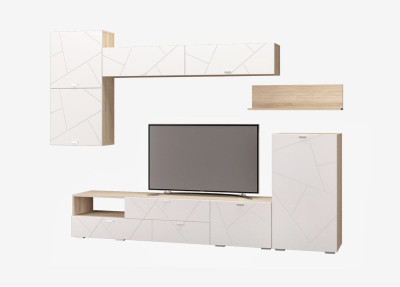 Гостиная Скайлайн, набор ДБ- 9, дуб сонома светлый/белый