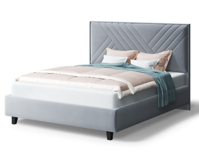 Кровать МИРА 2000*1800мм (на опорах), велюр NEO 25 (серый), (б/основания, б/матраса)