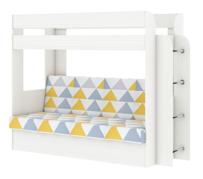 Кровать детская двухъярусная Карамель 75 бодега светлая (OТТО YELLOW) желтые треугольники
