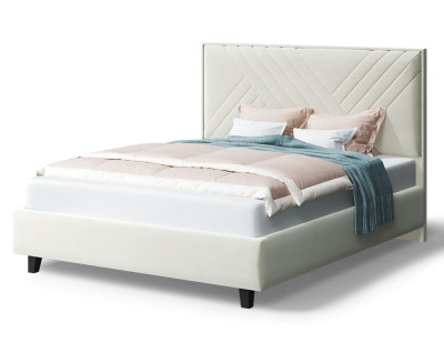 Кровать МИРА 2000*1800мм (на опорах), велюр Бренди лайт 02 (серо-белый), (б/основания, б/матраса)