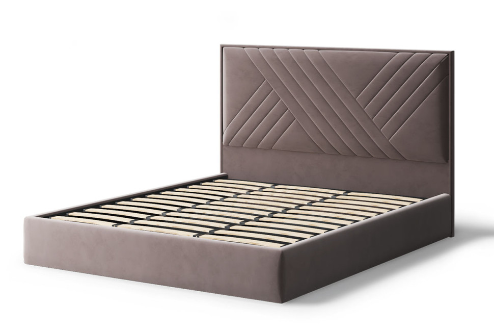 Кровать МИРА 2000*1600мм (без опор), велюр Бренди лайт 05 (кофе), (б/основания, б/матраса)
