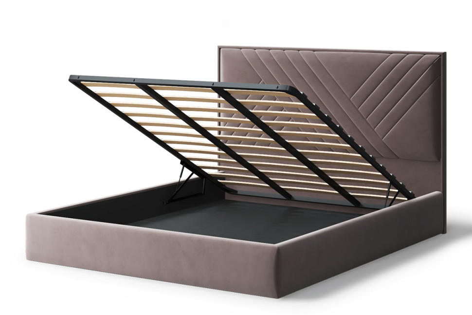 Кровать МИРА 2000*1600мм (без опор), велюр Бренди лайт 05 (кофе), (б/основания, б/матраса)