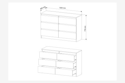 Комод МОРИ 6 ящиков МК 1200.6 Белый
