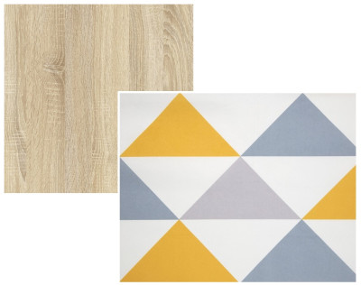 Кровать детская двухъярусная Карамель 75 Дуб Сонома (OTTO YELLOW) желтые треугольники