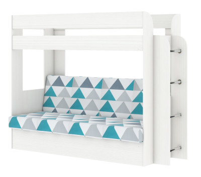 Кровать детская двухъярусная Карамель 75 бодега светлая (NILS MINT) бирюзовые треугольники