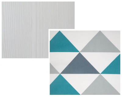 Кровать детская двухъярусная Карамель 75 бодега светлая (NILS MINT) бирюзовые треугольники