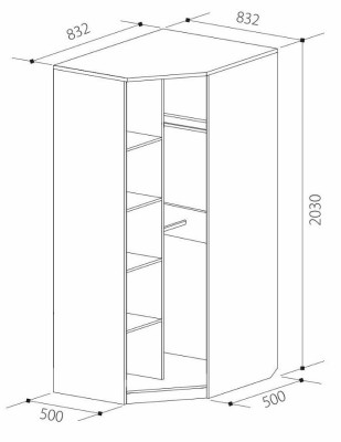 Шкаф угловой с зеркалом ЮН-8 "Юниор-7"