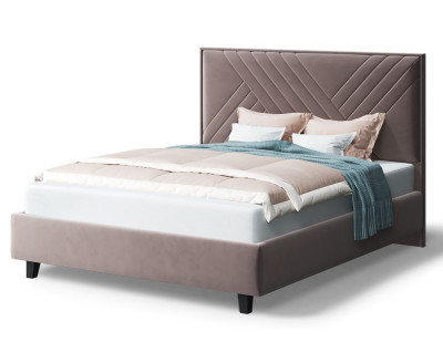 Кровать МИРА 2000*1800мм (на опорах), велюр Бренди лайт 05 (кофе), (б/основания, б/матраса)