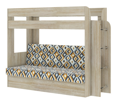Кровать детская двухъярусная Карамель 75 Дуб Сонома (ESCADA OCHRA) коричневые ромбы