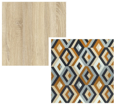 Кровать детская двухъярусная Карамель 75 Дуб Сонома (ESCADA OCHRA) коричневые ромбы