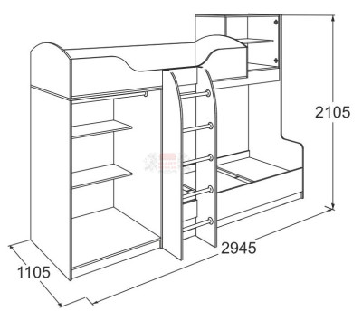 Кровать двухъярусная №2 Омега 18