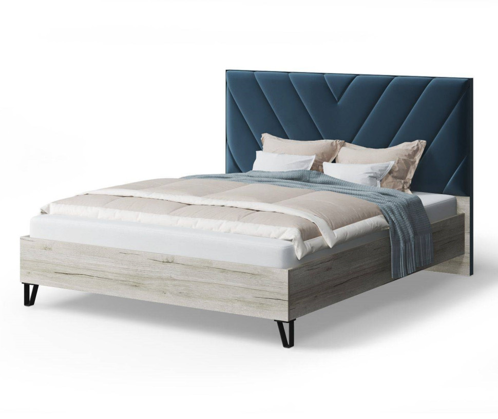 Кровать Аделия с мягким изголовьем, 1400*2000 мм, синий