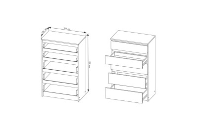 Комод МОРИ 5 ящиков МК 700.5 Белый