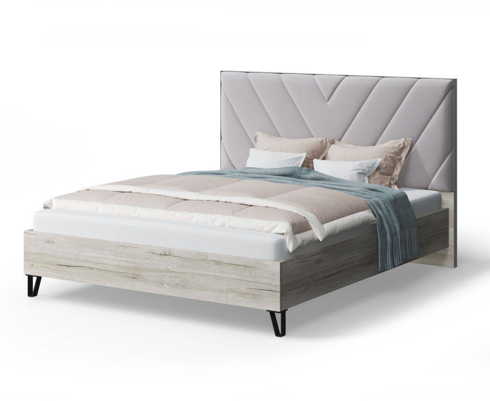 Кровать Аделия с мягким изголовьем, 1400*2000 мм, серо-бежевый