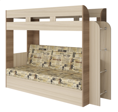Кровать детская двухъярусная Карамель 75 ясень шимо темный/светлый ГАЗЕТА