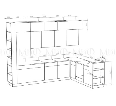Кухонный гарнитур 3,2*2,24м Техно-5 