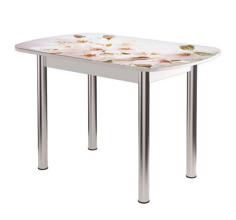 Стол Бостон-2 ф/п Сакура, 1100*700 мм, белый/хром брифинг