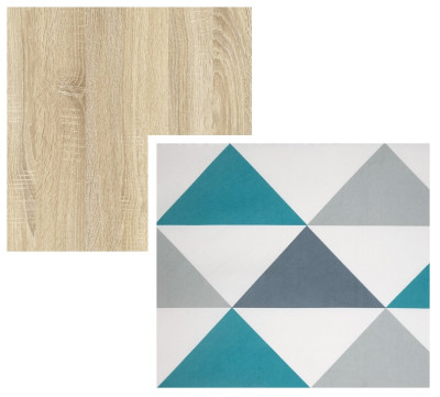 Кровать детская двухъярусная Карамель 75 Дуб Сонома (NILS MINT) бирюзовые треугольники