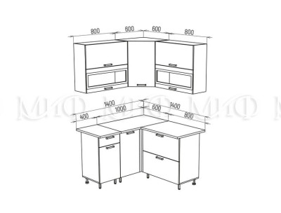 Кухонный гарнитур 1,4*1,4 Техно Компоновка №2