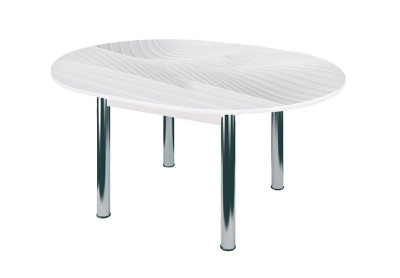 Стол круглый Бостон раздвижной, фотопечать Жемчуг/белый/хром брифинг
