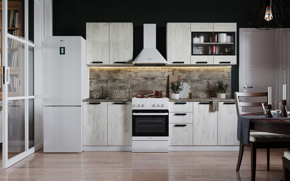 Кухонный гарнитур "Диор" 2м со стеклянными фасадами