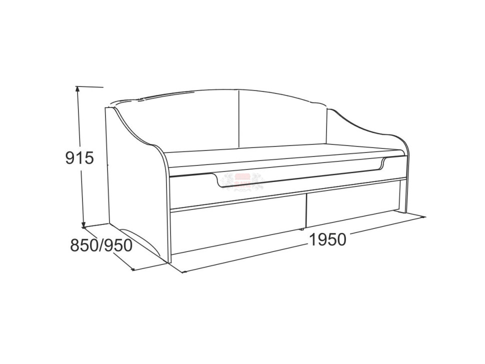 Кровать одинарная с подушками 1900*900 "Омега 18"
