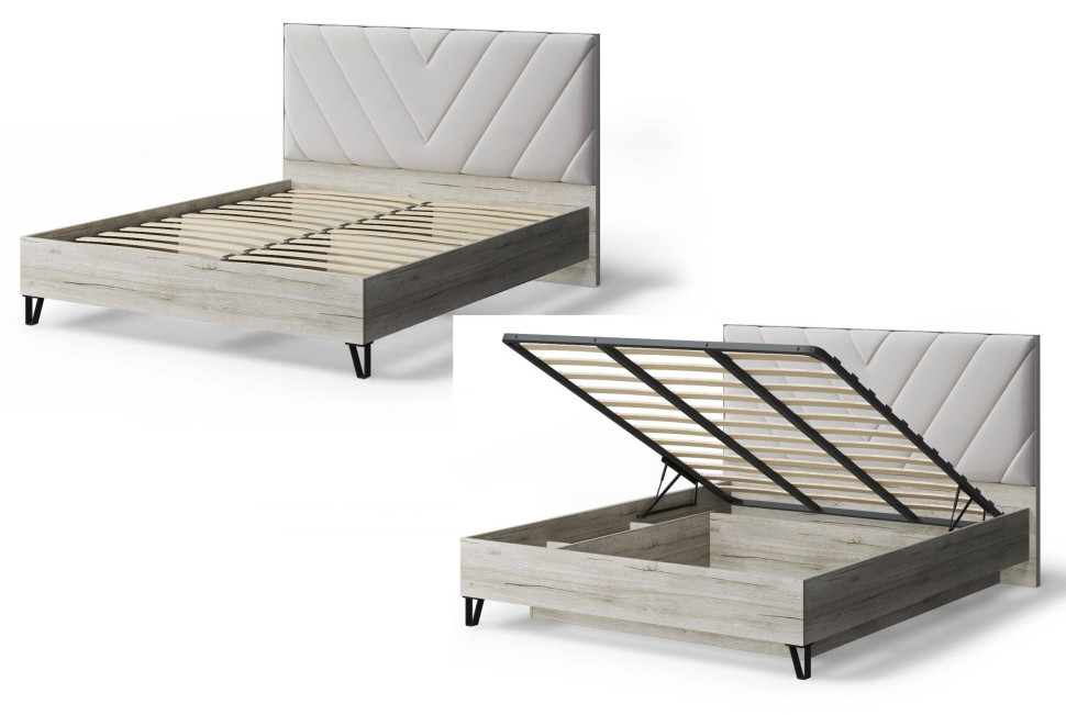 Кровать Аделия с мягким изголовьем, 1600*2000 мм, серо-белый